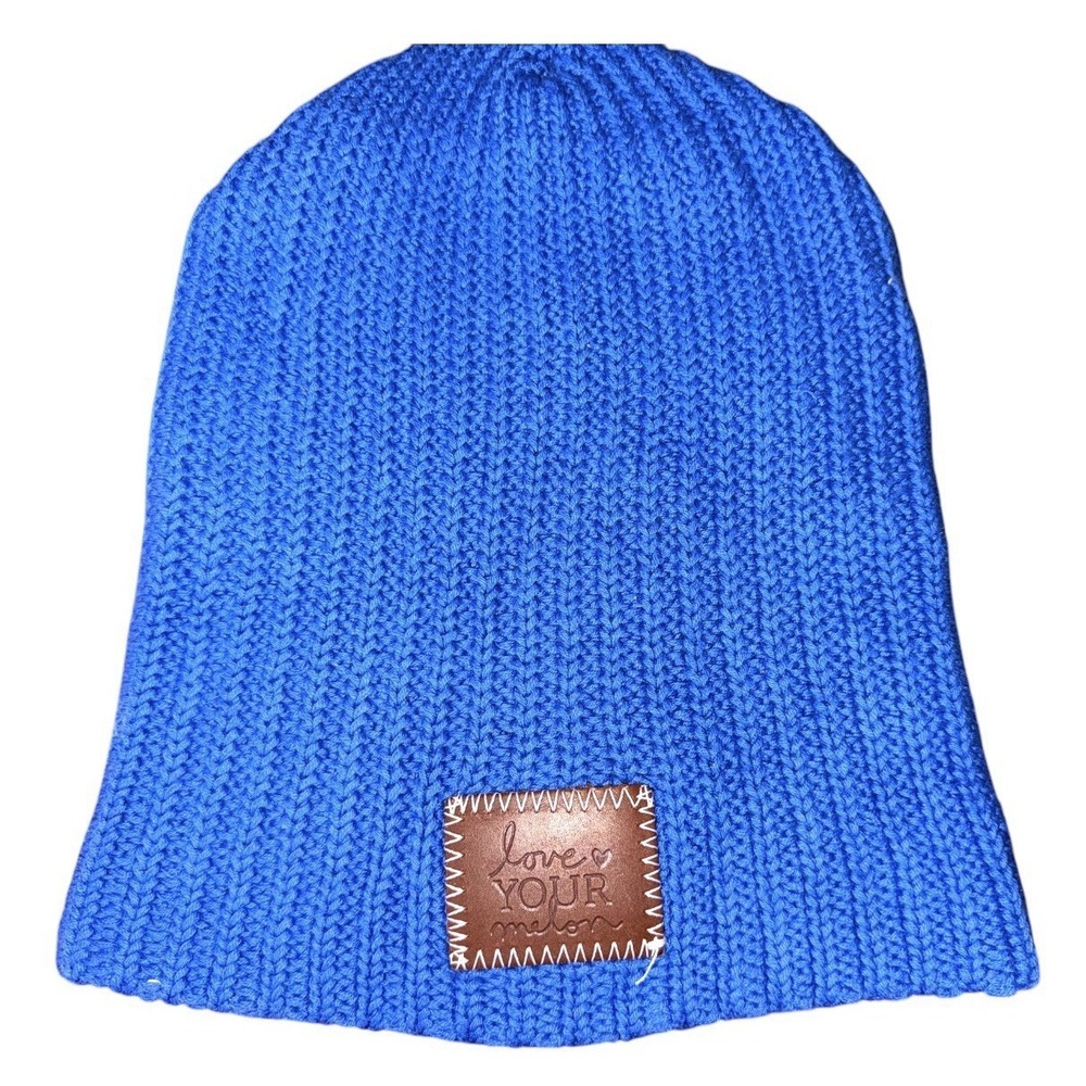 Love‎ Your Melon Beanie Hat Royal Blue Cable Knit Made In USA Rare Color